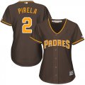 Wholesale Cheap Padres #2 Jose Pirela Brown Alternate Women's Stitched MLB Jersey