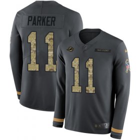 Wholesale Cheap Nike Dolphins #11 DeVante Parker Anthracite Salute to Service Men\'s Stitched NFL Limited Therma Long Sleeve Jersey