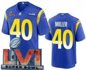 Wholesale Cheap Men\'s Los Angeles Rams #40 Von Miller Limited Royal 2022 Super Bowl LVI Bound Vapor Jersey