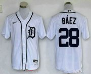 Wholesale Cheap Men's Detroit Tigers #28 Javier Baez White Stitched Cool Base Nike Jersey