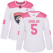 Wholesale Cheap Adidas Panthers #5 Aaron Ekblad White/Pink Authentic Fashion Women's Stitched NHL Jersey
