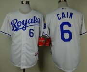 Wholesale Cheap Royals #6 Lorenzo Cain White Cool Base Stitched MLB Jersey