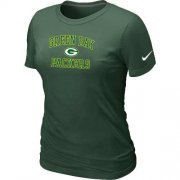 Wholesale Cheap Women's Nike Green Bay Packers Heart & Soul NFL T-Shirt Dark Green