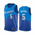 Wholesale Cheap Nike Bucks #5 D.J. Wilson Blue NBA Swingman 2020-21 City Edition Jersey