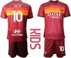 Wholesale Cheap Youth 2020-2021 club Roma home 10 red Soccer Jerseys