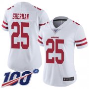 Wholesale Cheap Nike 49ers #25 Richard Sherman White Women's Stitched NFL 100th Season Vapor Limited Jersey