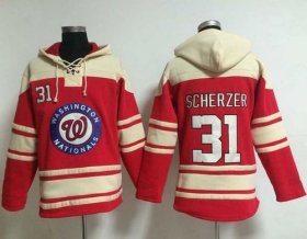 Wholesale Cheap Nationals #31 Max Scherzer Red Sawyer Hooded Sweatshirt MLB Hoodie