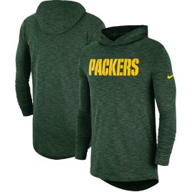 Wholesale Cheap Men\'s Green Bay Packers Nike Green Sideline Slub Performance Hooded Long Sleeve T-Shirt