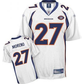 Wholesale Cheap Broncos #27 Knowshon Moreno White Team 50th Anniversary Patch Stitched NFL Jersey