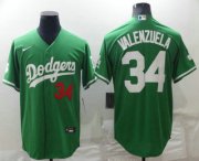 Wholesale Cheap Men's Los Angeles Dodgers #34 Fernando Valenzuela Green Celtic Cool Base Stitched Jersey
