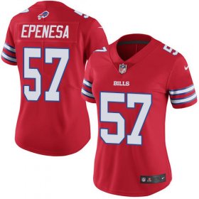 Wholesale Cheap Nike Bills #57 A.J. Epenesas Red Women\'s Stitched NFL Limited Rush Jersey