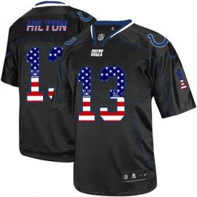 Wholesale Cheap Nike Colts #13 T.Y. Hilton Black Men\'s Stitched NFL Elite USA Flag Fashion Jersey