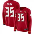 Wholesale Cheap Nike Buccaneers #35 Jamel Dean Red Team Color Women's Stitched NFL Limited Therma Long Sleeve Jersey