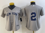Cheap Women's New York Yankees #2 Derek Jeter Gray Field of Dreams Cool Base Jersey