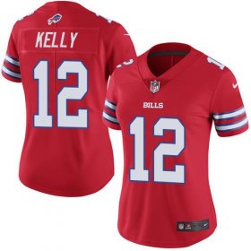 Wholesale Cheap Nike Bills #12 Jim Kelly Red Women\'s Stitched NFL Limited Rush Jersey