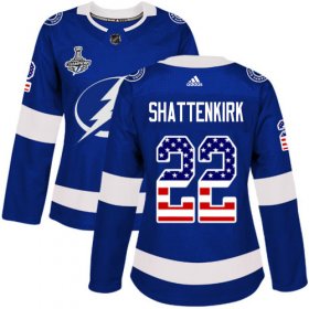 Cheap Adidas Lightning #22 Kevin Shattenkirk Blue Home Authentic USA Flag Women\'s 2020 Stanley Cup Champions Stitched NHL Jersey
