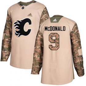 Wholesale Cheap Adidas Flames #9 Lanny McDonald Camo Authentic 2017 Veterans Day Stitched NHL Jersey