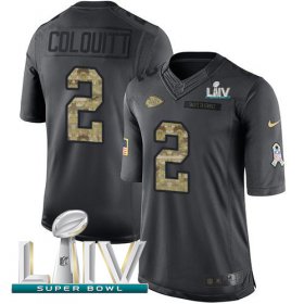 Wholesale Cheap Nike Chiefs #2 Dustin Colquitt Black Super Bowl LIV 2020 Youth Stitched NFL Limited 2016 Salute to Service Jersey