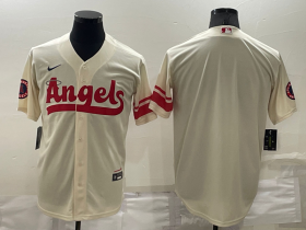 Wholesale Cheap Men\'s Los Angeles Angels Blank Cream 2022 City Connect Cool Base Stitched Jersey