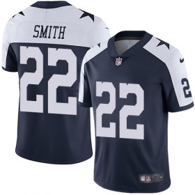 Wholesale Cheap Nike Cowboys #22 Emmitt Smith Navy Blue Thanksgiving Men\'s Stitched NFL Vapor Untouchable Limited Throwback Jersey