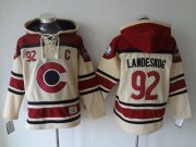 Wholesale Cheap Avalanche #92 Gabriel Landeskog Cream Sawyer Hooded Sweatshirt Stitched NHL Jersey