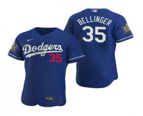 Wholesale Cheap Men\'s Los Angeles Dodgers #35 Cody Bellinger Royal 2020 World Series Authentic Flex Nike Jersey