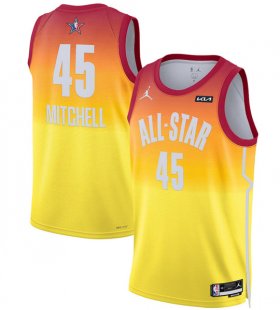 Cheap Men\'s 2023 All-Star #45 Donovan Mitchell Orange Game Swingman Stitched Basketball Jersey