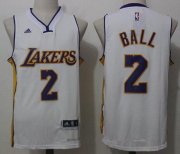 Wholesale Cheap Men's 2017 Draft Los Angeles Lakers #2 Lonzo Ball White Stitched NBA adidas Revolution 30 Swingman Jersey