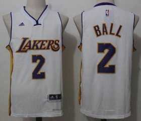 Wholesale Cheap Men\'s 2017 Draft Los Angeles Lakers #2 Lonzo Ball White Stitched NBA adidas Revolution 30 Swingman Jersey