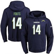 Wholesale Cheap Nike Chargers #14 Dan Fouts Navy Blue Name & Number Pullover NFL Hoodie