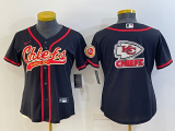 Wholesale Cheap Women's Kansas City Chiefs Black Team Big Logo With Patch Cool Base Stitched Baseball Jersey