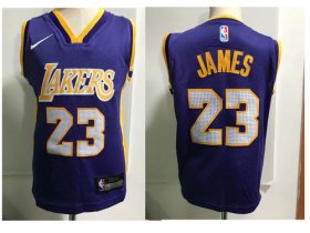 Cheap Los Angeles Lakers #23 LeBron James Purple Toddlers Jersey