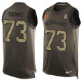 Wholesale Cheap Nike Browns #73 Joe Thomas Green Men's Stitched NFL Limited Salute To Service Tank Top Jersey