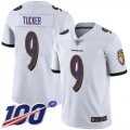 Wholesale Cheap Nike Ravens #9 Justin Tucker White Men's Stitched NFL 100th Season Vapor Limited Jersey