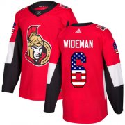 Wholesale Cheap Adidas Senators #6 Chris Wideman Red Home Authentic USA Flag Stitched NHL Jersey