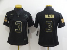 Wholesale Cheap Women\'s Seattle Seahawks #3 Russell Wilson Black 2020 Salute To Service Stitched NFL Nike Limited Jersey
