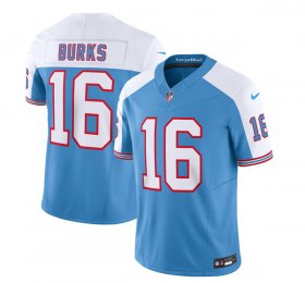 Wholesale Cheap Men\'s Tennessee Titans #16 Treylon Burks Blue White 2023 F.U.S.E. Vapor Limited Throwback Football Stitched Jersey