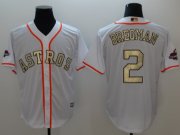 Wholesale Cheap Astros #2 Alex Bregman White 2017 World Series Champions Gold Program Cool Base Stitched MLB Jersey