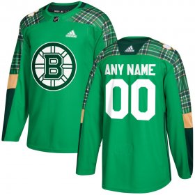 Wholesale Cheap Men\'s Adidas Boston Bruins Personalized Green St. Patrick\'s Day Custom Practice NHL Jersey