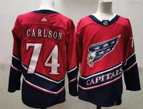 Wholesale Cheap Men\'s Washington Capitals #74 John Carlson Red 2021 Retro Stitched NHL Jersey