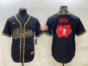 Wholesale Cheap Men's San Francisco 49ers #97 Nick Bosa Black Gold Team Big Logo With Patch Cool Base Stitched Baseball Jersey