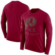 Wholesale Cheap Men's Washington Redskins Nike Burgundy Salute to Service Sideline Legend Performance Long Sleeve T-Shirt