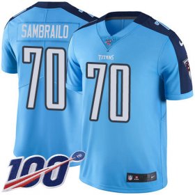 Wholesale Cheap Nike Titans #70 Ty Sambrailo Light Blue Youth Stitched NFL Limited Rush 100th Season Jersey