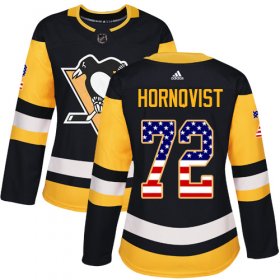 Wholesale Cheap Adidas Penguins #72 Patric Hornqvist Black Home Authentic USA Flag Women\'s Stitched NHL Jersey