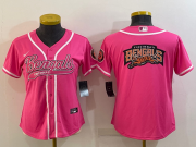 Wholesale Cheap Women's Cincinnati Bengals Pink Team Big Logo With Patch Cool Base Stitched Baseball Jersey