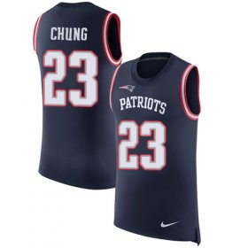 Wholesale Cheap Nike Patriots #23 Patrick Chung Navy Blue Team Color Men\'s Stitched NFL Limited Rush Tank Top Jersey