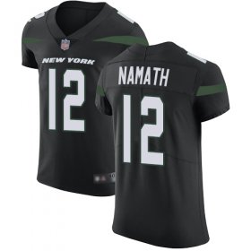 Wholesale Cheap Nike Jets #12 Joe Namath Black Alternate Men\'s Stitched NFL Vapor Untouchable Elite Jersey
