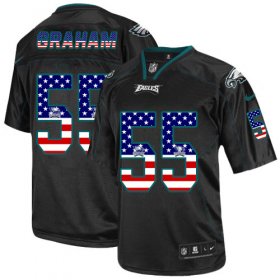Wholesale Cheap Nike Eagles #55 Brandon Graham Black Men\'s Stitched NFL Elite USA Flag Fashion Jersey