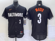 Wholesale Cheap Men's Baltimore Orioles #3 Jorge Mateo Number Black 2023 City Connect Flex Base Stitched Jersey