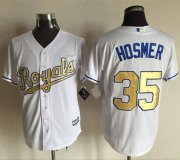 Wholesale Cheap Royals #35 Eric Hosmer White New Cool Base 2015 World Series Champions Gold Program Stitched MLB Jersey